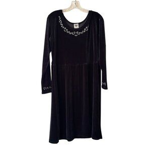 Vintage Disney Catalog Velvet Midi Dress Embroidered Mickey Mouse Size M Goth